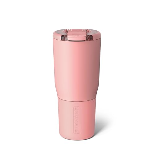 BrüMate Nav 25oz 100% Leak Proof Insulated Travel Tumbler with Magnetic BevLock Lid - Double Wall Cup-Holder Friendly Stainless Steel Mug (Guava)