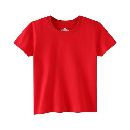 Cadidi Dinos Boys Girls 100% Cotton Short Sleeve Shirts Solid Red T-Shirts Size 4T 5T