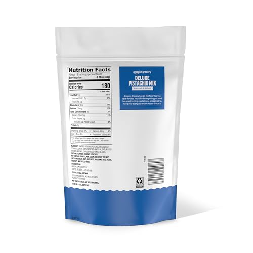 Image of Amazon Grocery, Deluxe Pistachio Mix, Roasted & Salted, 16 Oz (Previously Happy Belly, Packaging May Vary)