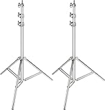 Neewer, treppiede leggero in acciaio INOX argentato, 220 cm, pieghevole e portatile, resistente, supporto per Softbox, riflettore e altre apparecchiature fotografiche (confezione da 2)
