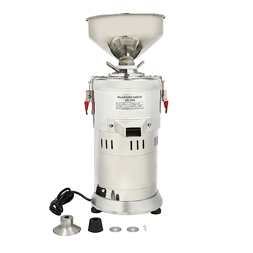 Peanut Butter Machine, 110V 1100W Electric Grain Grinder Peanut Butter Maker with Lockers, Commercial Nut Butter Machine Sesame Sauce Grinder, 33.07 lbs Large Capacity for Groundnut, Almond