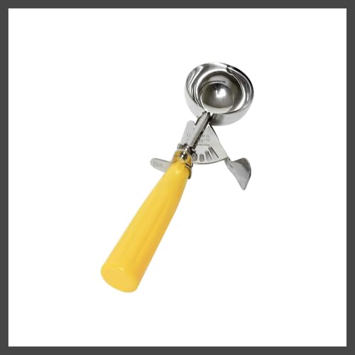 FSE SLDS020 Disher, 1-5/8 oz., #20, Thumb Press, 18/8 Stainless Steel, Yellow, NSF