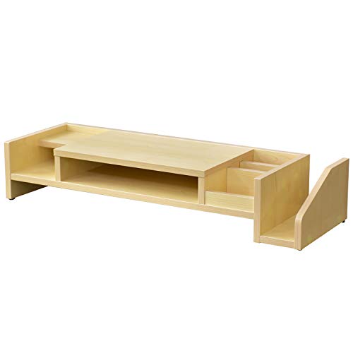 DORIS ドリス 机上台 2段収納 木製 幅77.5cm 高さ14cm モニター台 卓上 スマホスタンド ブックスタンド 組立式 ホワイトメープル キエットプラス【14621】