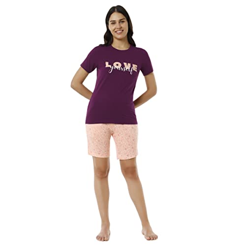 Image of Amante Womens Pink Cherry Printed Relaxed Fit Sleep Shorts