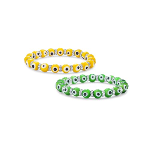 Bracelet mauvais œil en perles de verre turques colorées et cristal