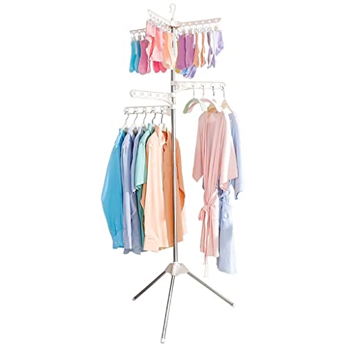 Tendedero Lavandería Plegable Tendedero multifuncional Creativo Decking Rack Piso Balcón Plegable Acero inoxidable Secado Rack interior y al aire libre Percha simple Tendedero de Ropa Plegable