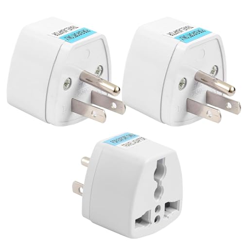 Image of Type-B USA Converter Plug (Pack of 3) India to Canada Travel Adapter for USA, Canada, Mexico, Brazil, Philippines, Cuba, Thailand, Taiwan, Japan, Panama 3pin Plug