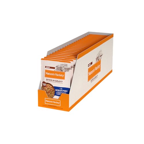 Nature's Variety Bocaditos en Salsa, Comida húmeda para Gatos con Pescado del Océano: 22 bolsitas de 85g