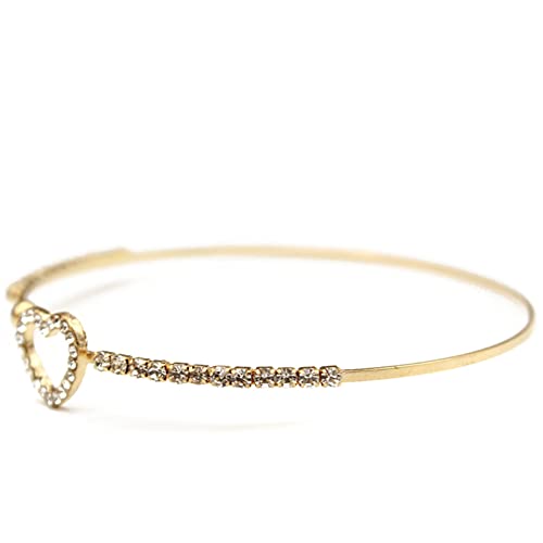 Junyy Delicate Rhinestone Hollow Heart Charm Bracelet For Women Girls Birthday Party Bangle Bracelets(Gold) #TOP15