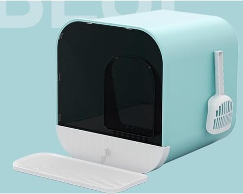 猫砂盆 引き出し式猫砂盆 全閉鎖スプラッシュ防止猫トイレです 猫トレ ドーム型 大型 猫用イレ本体 システム 掃除簡単 キャットトイ密閉型 ドア付き 抗菌防臭 猫用品 おしゃれ 抗菌防 (b)