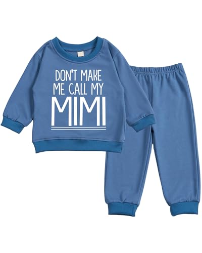 SunoZee Toddler Baby Letter DON'T MAKE ME CALL MY MIMI Long Sleeve Sweatshirt Top Jogger Pants Set Cute Fall Winter Clothes Set