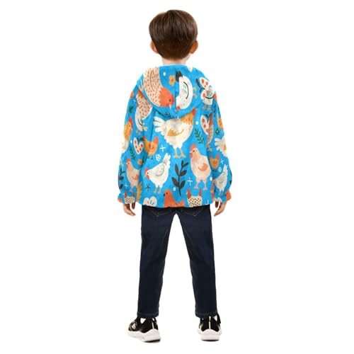 Chicken Pattern on Blue Background Toddler Fleece Jacket Girl Boys Hooded Fleece Jacket Coat Warm4