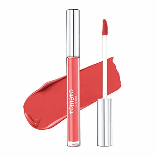 Image of FLiCKA Tomato Liquid Lipstick| Transfer Proof, Smudge Proof, Non-Sticky, Creamy Lightweight Lipstick For Women, Shade 7, 2ml