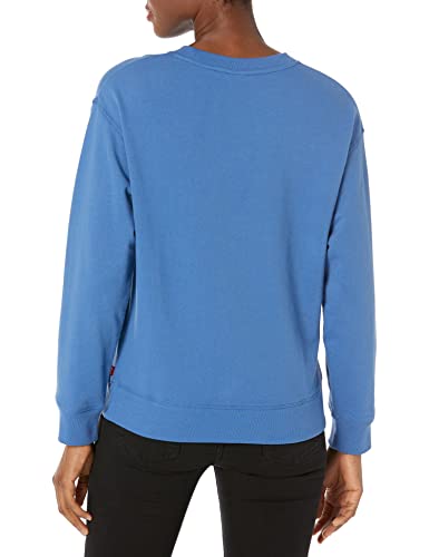 Levi's Women's Graphic Standard Crewneck Sweatshirt, Crew Seasonal Poster Logo Delft-Blue, Large #TOP1