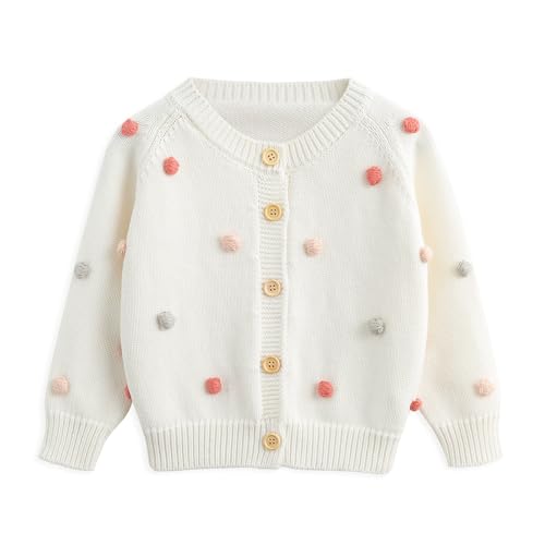Image of Simplee kids Baby Sweater Cardigan Jacquard Cable-Knit Spring Coat Long Sleeve Cardigan for Baby Girl