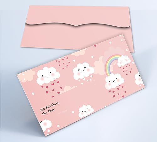 Image of Brown Cloud Customised Exclusive Shagun /Money /Gift Envelope /Cover /Lifafa for Kids /Children /Babies /Gift /Festival with Personalized Text Message /Name /Photo (SEKIDS BC 39) (Pack of 10)