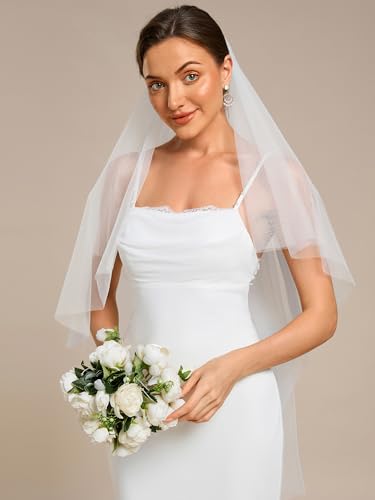 Image of Ever-Pretty Women's Spaghetti Strap Lace Trim Mermaid Sweep Train Wedding Dress 00154