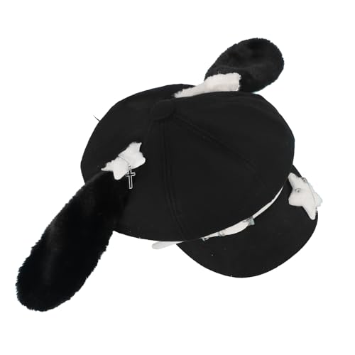 Greenery-GRE Womens Cute Puppy Ear Cap Furry Baseball Hat with Bowknot Kawaii Lolita Cosplay Beanies for Girls Teens2