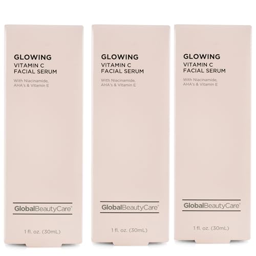 Global Beauty Care Vitamin C Facial Serum – Niacinamide, AHA & Vitamin E, 3-Pack (3x 1 fl oz)