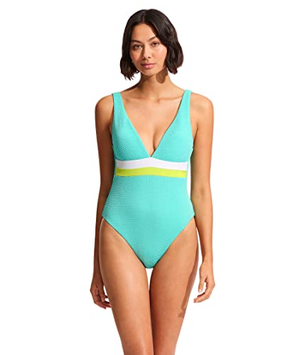 Maillot de bain une pièce col en V Seafolly citron vert taille 46