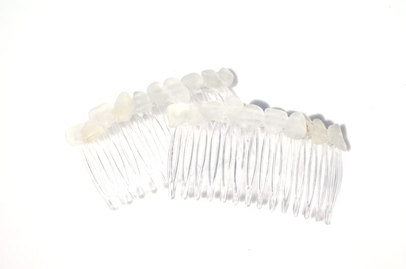 Genuine Frosted Sea Glass Hair Comb (Set of 2) Handmade
