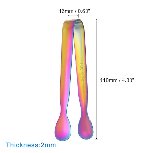 uxcell Serving Tongs, 8pcs 4.3Inch, Stainless Steel Ice Tongs, Tiny Tongs for Appetizers Sugar, Charcuterie, Dessert - Image 2