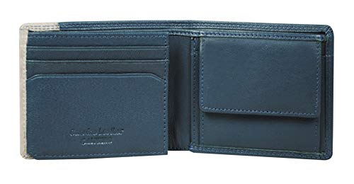 Image of Calfnero Men's Leather Multiple Card Slots ID Window with Coin Pocket Wallet (Navy, One Size)