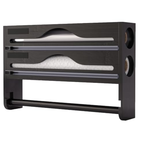 MLordoarf Distributeur Aluminium Et Film Alimentaire avec Porte Sopalin Cuisine, Distributeur Film Alimentaire avec Coupeur, Derouleur Papier Alimentaire...