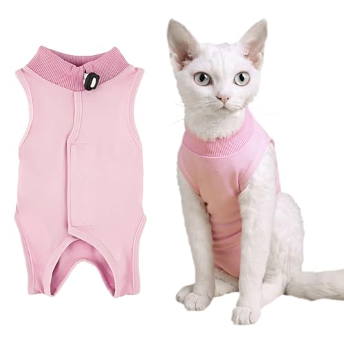 KAIYAYA 2-4kg Body post Operatorio Gatto, Impedire Leccaretuta Professionale per Degenza Cat Recupero Vestito, Tutina Gatto post Operatoria per Ideale Ferite Addominali o Malattie Cani e Gatti(rosa)