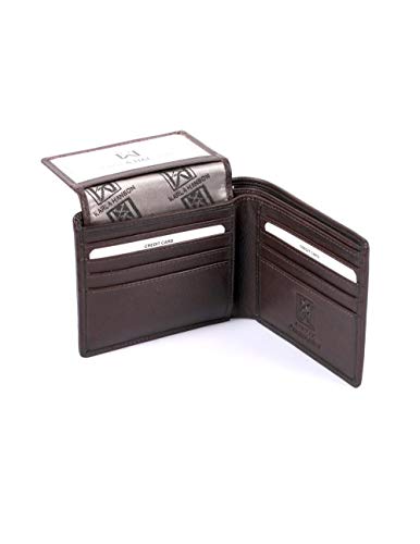 Men's RFID Blocking Leather Bifold Wallet with Top Card Holder Insert