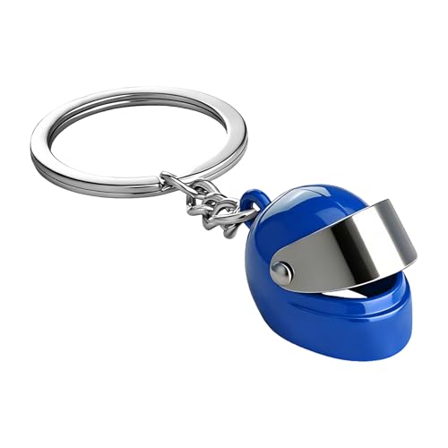Lxsloet Motorcycle Helmet Keychain, Car Key Chain, Motorcycle Keychain Helmet Key Fob, 3D Metal Keyring Pendant for Women Men (Blue)