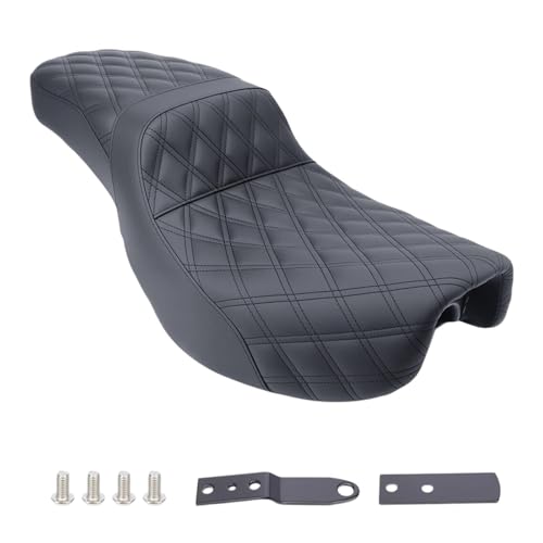 Asiento doble negro de cuero sintético resistente para Dyna FXDB