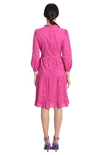 Image of Maggy London Women's Maggy London Women's Dresses Mini Ruffle Mock Neck Eyelet Dress with Tiered Skirt