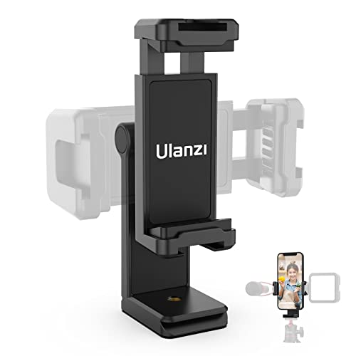 Ulanzi スマートフォン用三脚 マウント 360度回転 スマホホルダー コールドシュー付き スマホ三脚アダプター 角度調整 垂直水平ブラケット アルカスイス 1/4ネジ穴付き 自撮り棒 三脚 カメラ适用のサムネイル