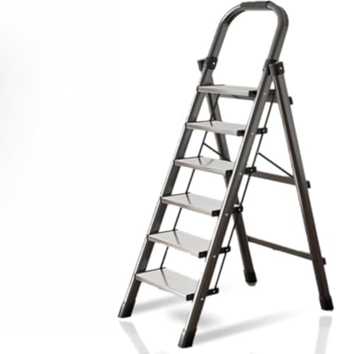 Vzqr 脚立 多功能折?梯 安全?? ?合家庭和商用 室内外便捷使用 ?固耐用 便携式梯子 (6段,A)