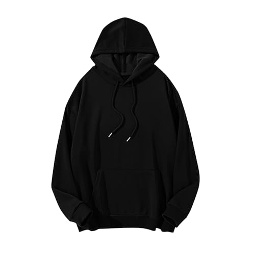 Mens Basic Pullover Hoodie Soft Sweatshirt Kangaroo Pocket Drawstring Hood Loose Fit Casual Streetwear Fall Winter