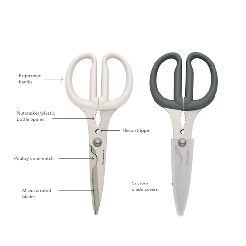 Image of KitchenAid Multipurpose Shear Set - Versatile Scissors with Nutcracker, Bottle Opener, Ergonomic Handles with Protective Blade Covers, 2-Piece