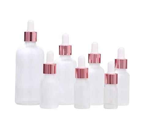 6Pcs Empty Frosted Glass Dropper Bottles Liquid Essential Oil Glass Eye Dropper Dispenser Essence Cosmetic Packaging Container Vials for Essential Oils, Kitchen Tools, Perfume, Colognes (5ML)