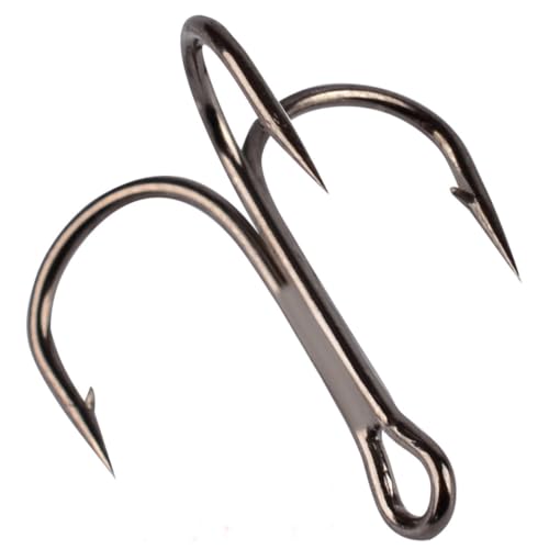 AMHDV 100pcs Triple Treble Hooks for Freshwater Saltwater (Black, 2#) - image 1