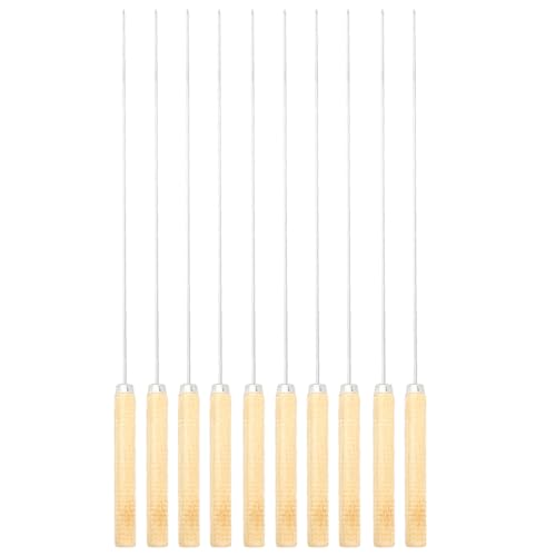 PNAJFUEL 10 Stück Edelstahl Grillgabeln Holzgriff
