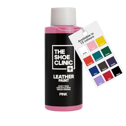 Shoe Clinic Leather Shoe Paint | Quick Drying Finish | Durable Flexible Scratch & Peel Resistant | Leather Paint For Customising & Painting Trainers Sneakers & Leather Footwear (Pink 50ml)