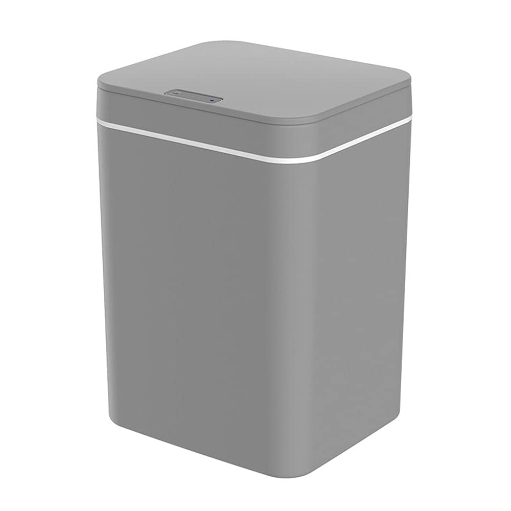 Trash Can Automatic Touchless Intelligent Induction Motion Sensor Waste Bin Built-in LED Light Kitchen Office Bathroom(Grey)