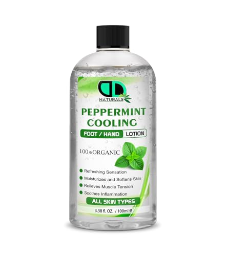 100% Natural Peppermint Cooling Hand & Foot Lotion – Soothes Inflammation and Reduces Swelling, Cooling and Refreshing Sensation,Moisturizes and Softens Skin (100ml)