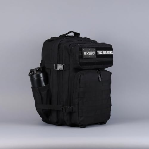 WOLFpak 45L Athletic Gym Backpack - Durable 1000D Waterproof Oxford Material with MOLLE Webbing, Laptop Pocket & Dual Cup Holders, Durable Fitness/Travel/Military Daypack (Alpha Black) - Image 5