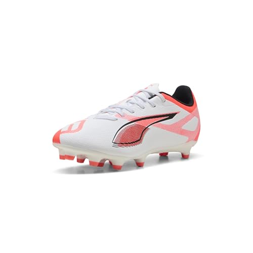 PUMA Men's Ultra 5 Play Firm, Artificial Ground Soccer Cleats, White-Black-Glowing Red, 10