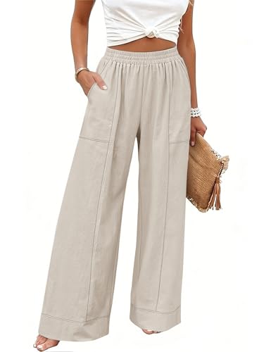 Rapbin Rapbin Womens Elastic Waist Palazzo Pants Casual Wide Leg Pant with Pockets