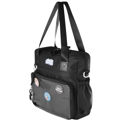 BOSREROY Black Anime Ita Bag, Terylene Cotton Crossbody Messenger Bag With Insert For Pins, Travel & Display3