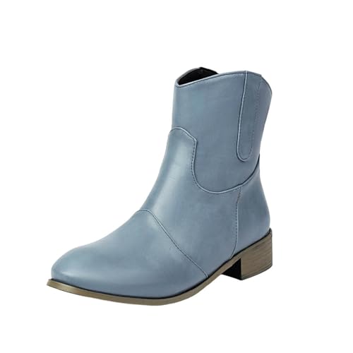 Bottes courtes élégantes en couleur unie et talon bas épais femme