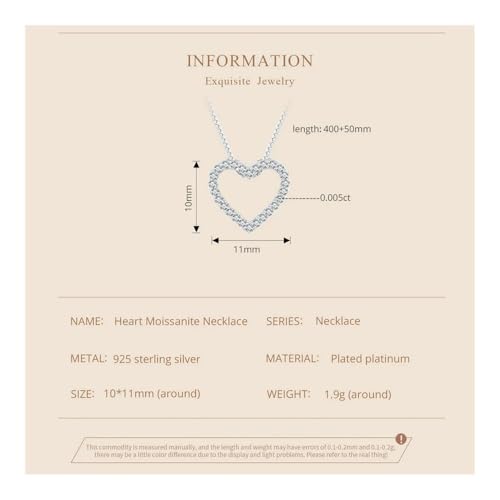Collares de corazón para mujer de plata de ley 925 colgante de compromiso 4