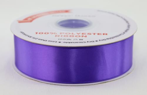 Image of Ribbon Bazaar Double Faced Satin - Premium Gloss Finish - 100% Polyester Ribbon for Gift Wrapping, Crafts, Scrapbooking, Hair Bow, Decorating & More - 3 inch Regal Purple 25yd